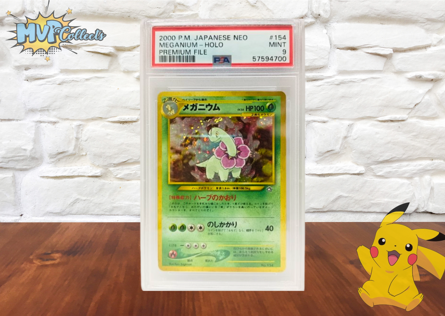 PSA 9 - MEGANIUM - HOLO - Japanese Neo - #154